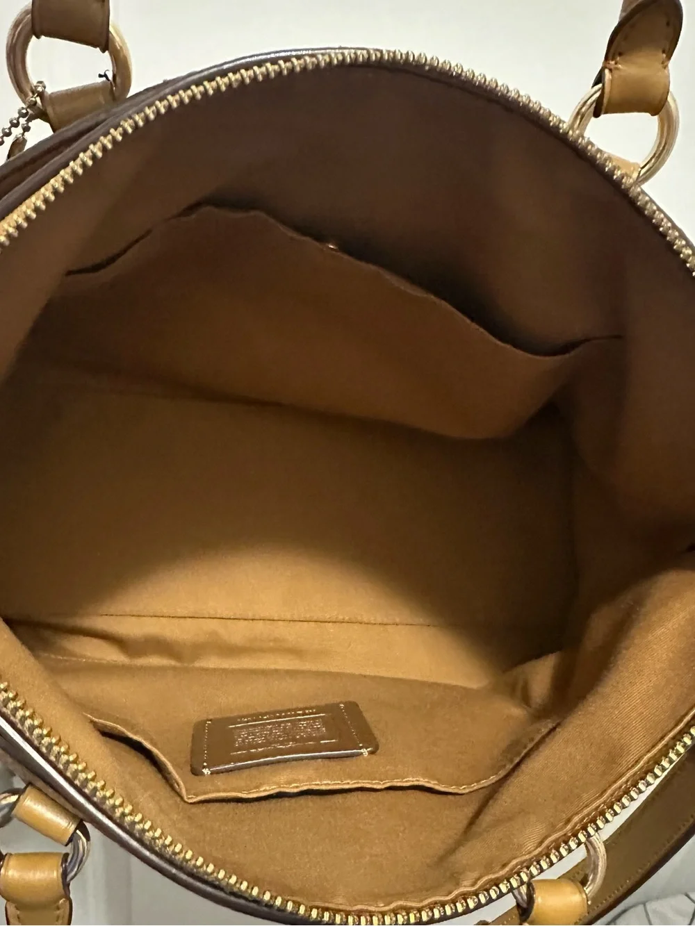 Coach Pebbled Leather Satchel in Saddle/Tan with Gold Hardware